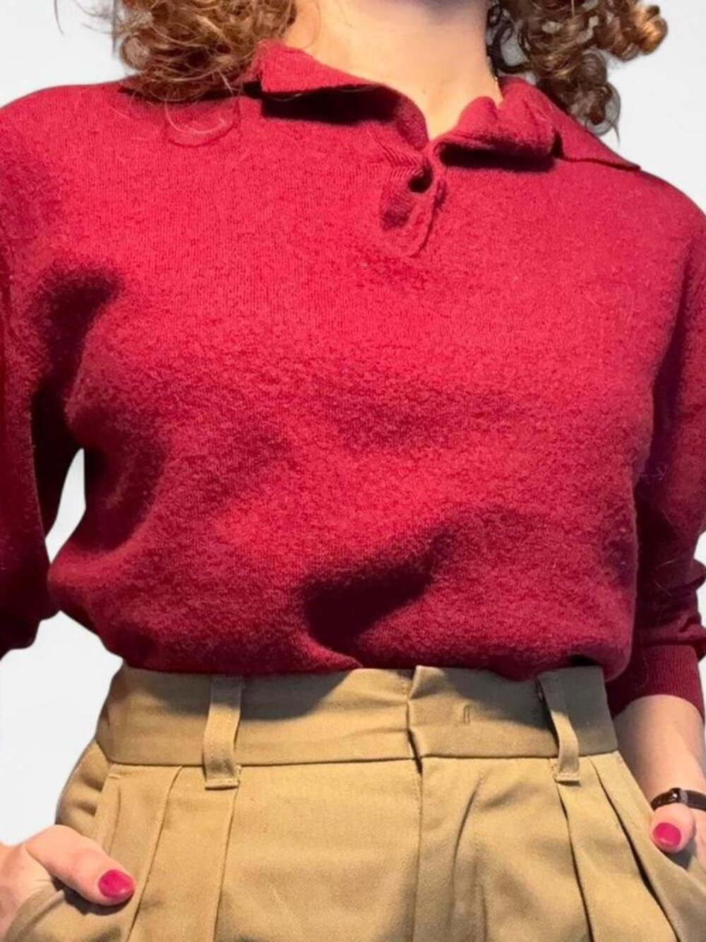 Burgundy Mario Caldi Knit Polo Sweater Made in Italy